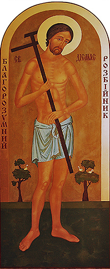 Ikone des hl. Dismas, gemalt von Halyna Slucha - Ukraine