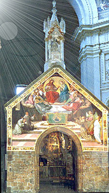 Die Portiuncula, die Kapelle Santa Maria degli Angeli drei Kilometer unterhalb von Assisi, Hochgeladen von: Starlight - Wikimedia Commons