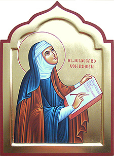 Ikone der hl. Hildegard von Bingen, gemalt von der Ikonenmalerin Elisabeth Rieder aus Beilngries. Wir danken für die Genehmigung zum Abdruck.