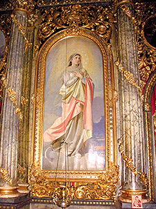 Gemälde der unbefleckten Jungfrau Maria in der orthodoxen Kirche in Perlez, Vojvodina, Hochgeladen von Stebunik - Wikimedia Commons