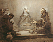 Die hl. Klara und der hl. Franz nehmen eine bescheidene Mahlzeit ein, Hochgeladen von Cropbot - Wikimedia Commons